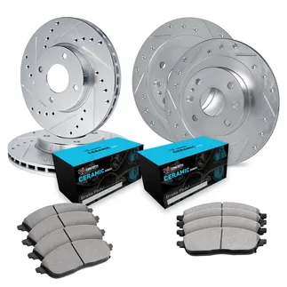 R1 Concepts WGWN2-31018 E- Line Series Brake Rotor - D/S - Silver W/ Ceramic Pads